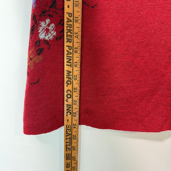 IVKO Women's Jacquard Skirt 100% Wool Stretch Floral Red 40 - Picture 7 of 7